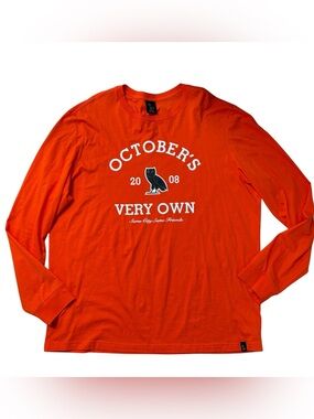 OVO October's Very Own Orange Long Sleeve Shirt Size XXL